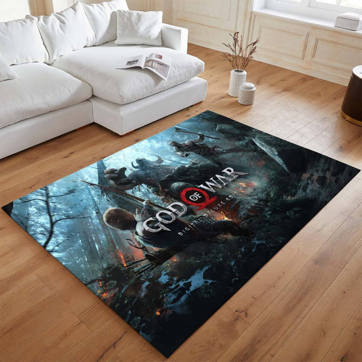 God Of War Ragnark Bataille De Kratos Tapis de salon, Tapis Gaming Déco Salon et Chambre Ados