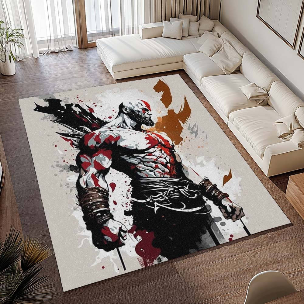 God Of War Ragnark Kratos Ghost Of Sparta 4 Tapis de salon, Style Moderne Imprimé 3D pour Chambre de Joueur