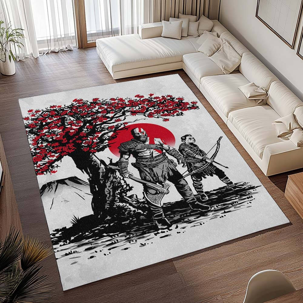 God Of War Ragnark Kratos Ghost Of Sparta Et Loki 2 Tapis de salon, Tapis de Salon Design Épique et Résistant