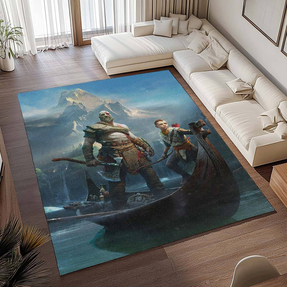 God Of War Ragnark Kratos Loki Tapis de salon, Tapis de Salon Design Épique et Résistant