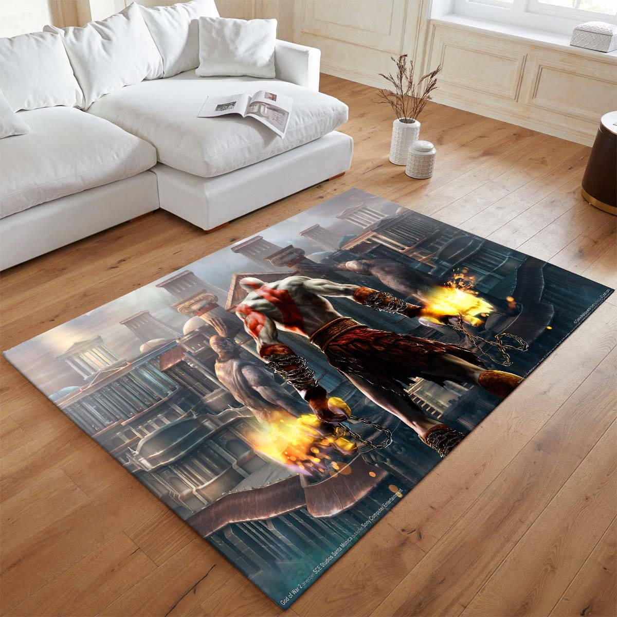 God Of War Ragnark Le Fantme De Kratos De Sparte 6 Tapis de salon, Idée Cadeau Geek et Gamer Antidérapant