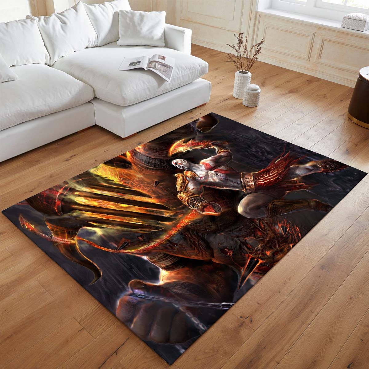 Kratos De God Of Troisime Guerre Mondiale Tapis de salon, Idée Cadeau Geek et Gamer Antidérapant