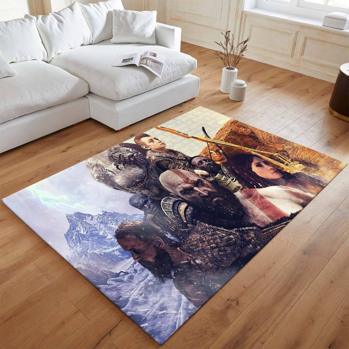 God Of War Ragnark Kratos De Loki Tous Les Personnages Tapis de salon, Tapis de Salon Design Épique et Résistant