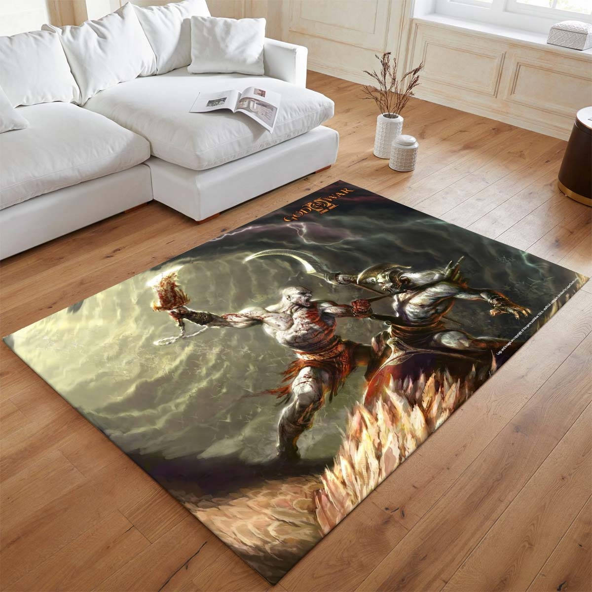 God Of War Ragnark Le Fantme De Kratos De Sparte 9 Tapis de salon, Tapis Poil Court Facile à Nettoyer pour Bureau Gaming