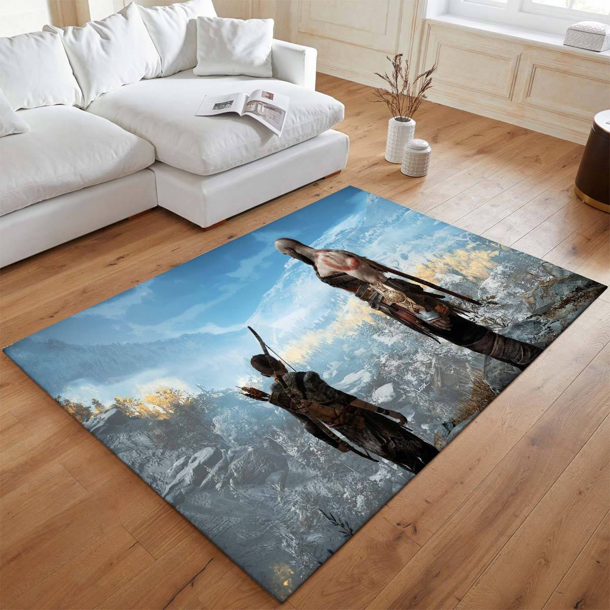 God Of War Ragnark Le Fantme De Kratos De Sparte Et Loki Tapis de salon, Style Moderne Imprimé 3D pour Chambre de Joueur