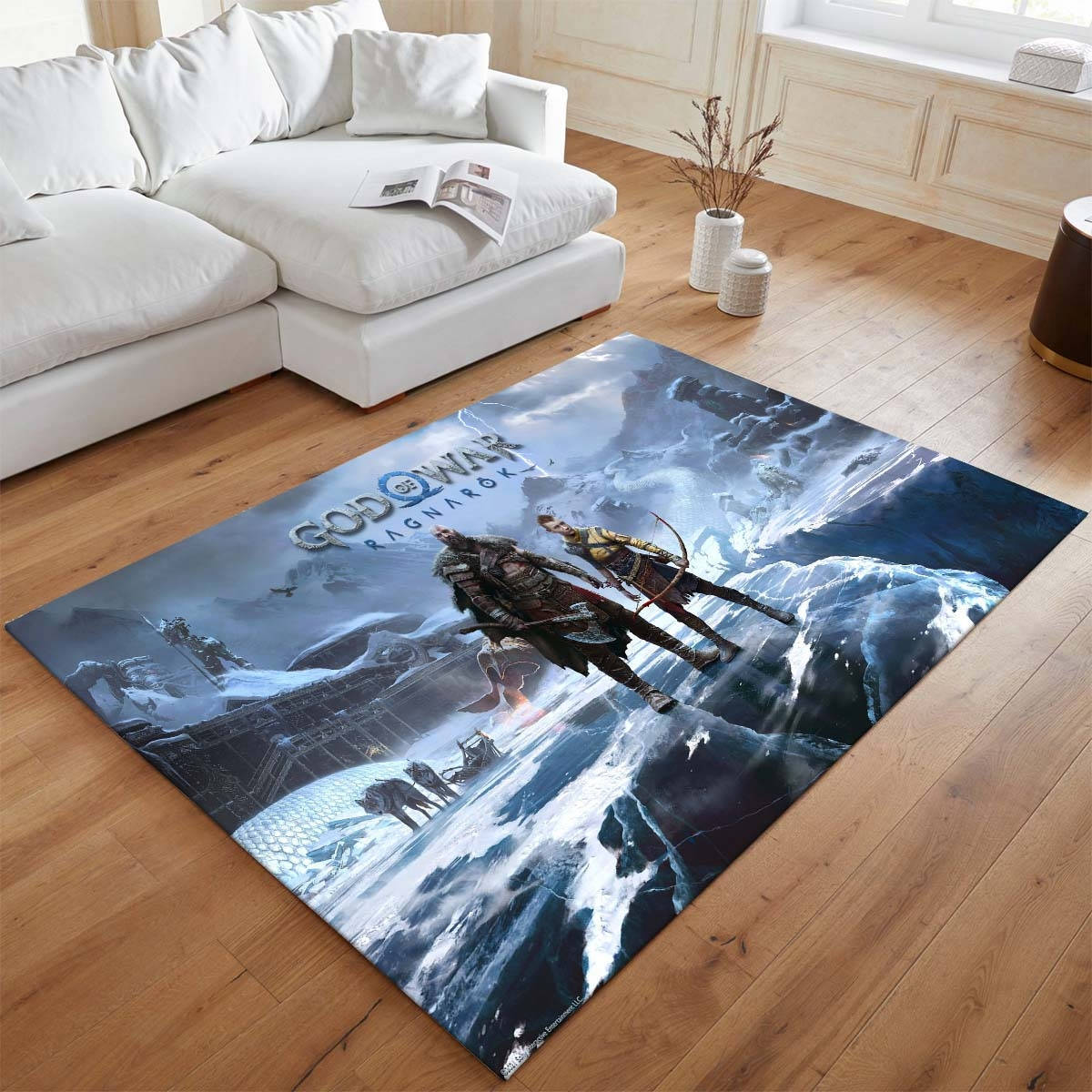 God Of War Ragnark Le Fantme De Sparte Et Loki Tapis de salon, Idée Cadeau Geek et Gamer Antidérapant