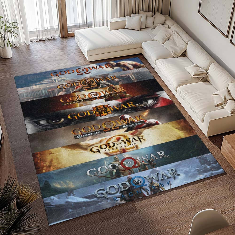 Logo De God Of War Tapis de salon, Style Moderne Imprimé 3D pour Chambre de Joueur