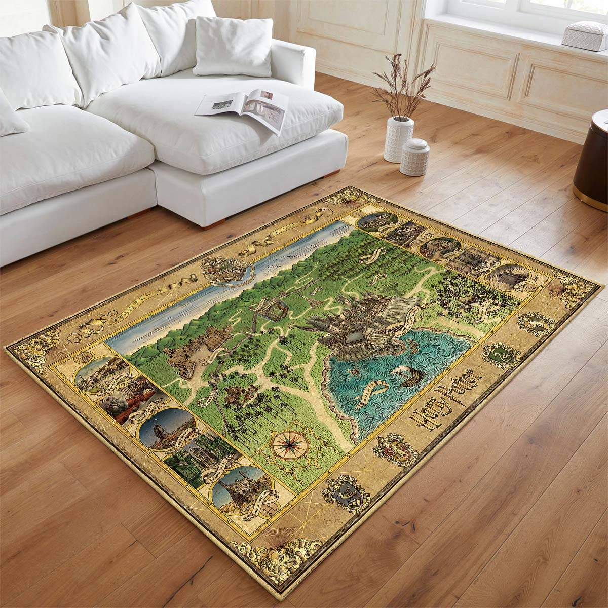Carte Du Maraudeur D'harry Potter Tapis de chambre, Décoration Intérieure Poudlard Rectangle Moelleux