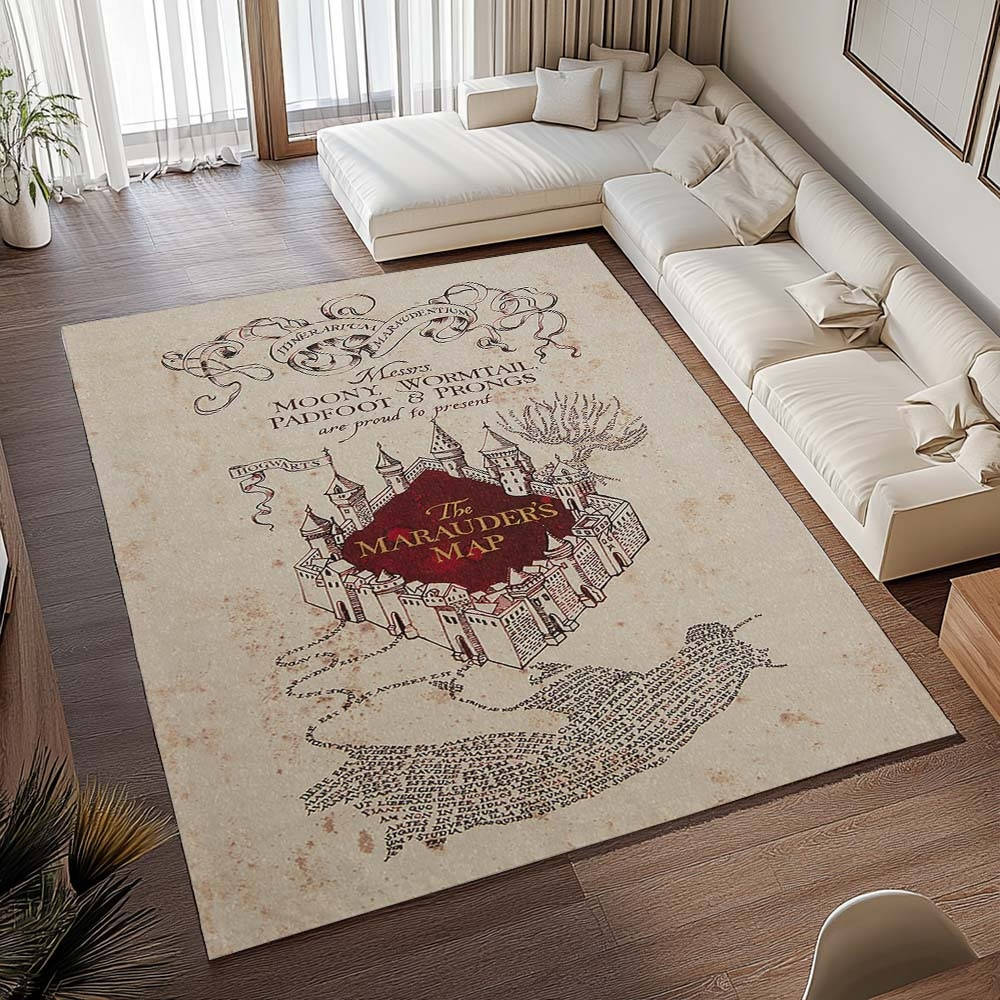 Carte Du Maraudeur Harry Potter - Je Le Jure Solennellement Tapis de chambre, Tapis de Salon Design Magique et Résistant