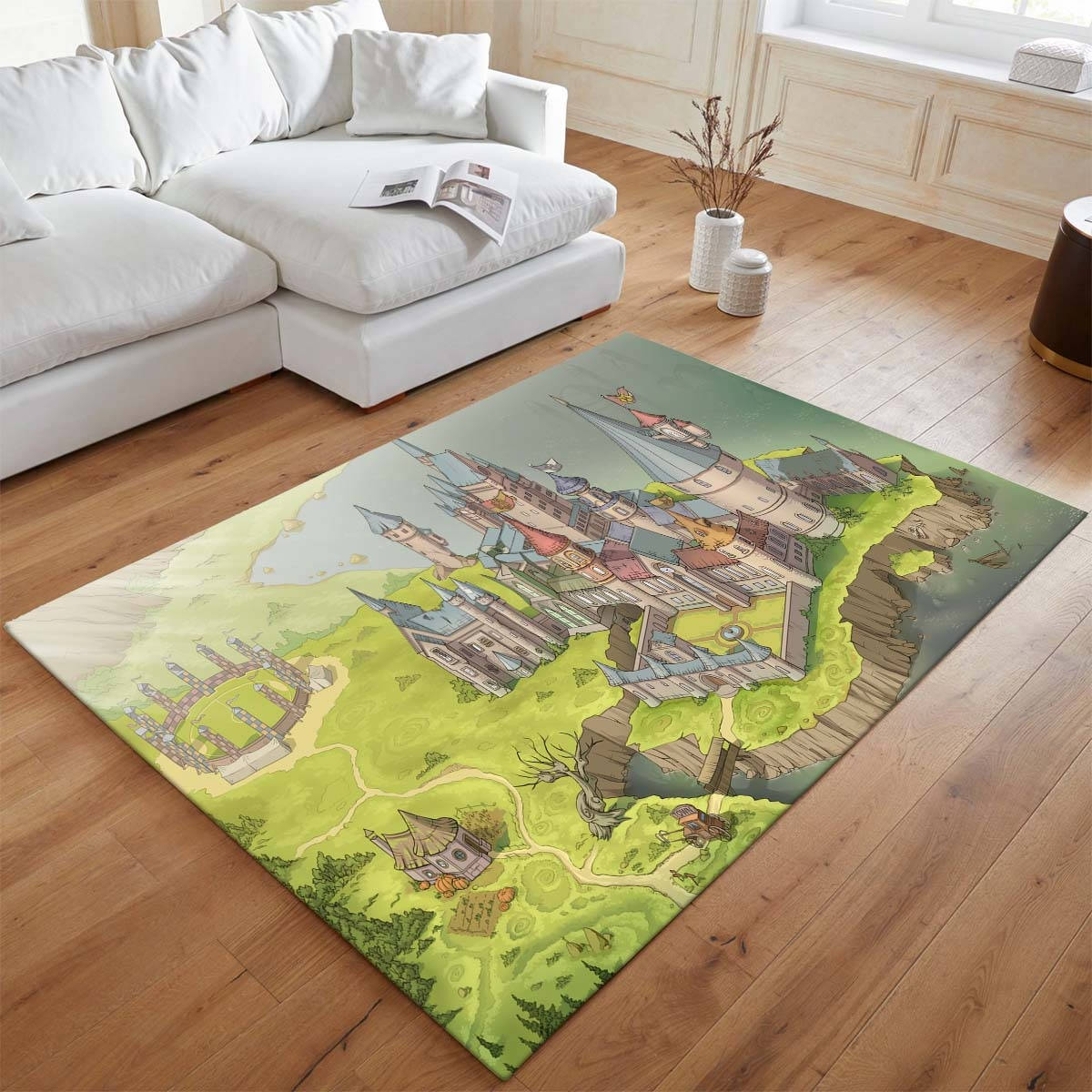 Chteau De Poudlard Harry Potter Tapis de chambre, Style École de Magie Imprimé pour Chambre de Sorcier