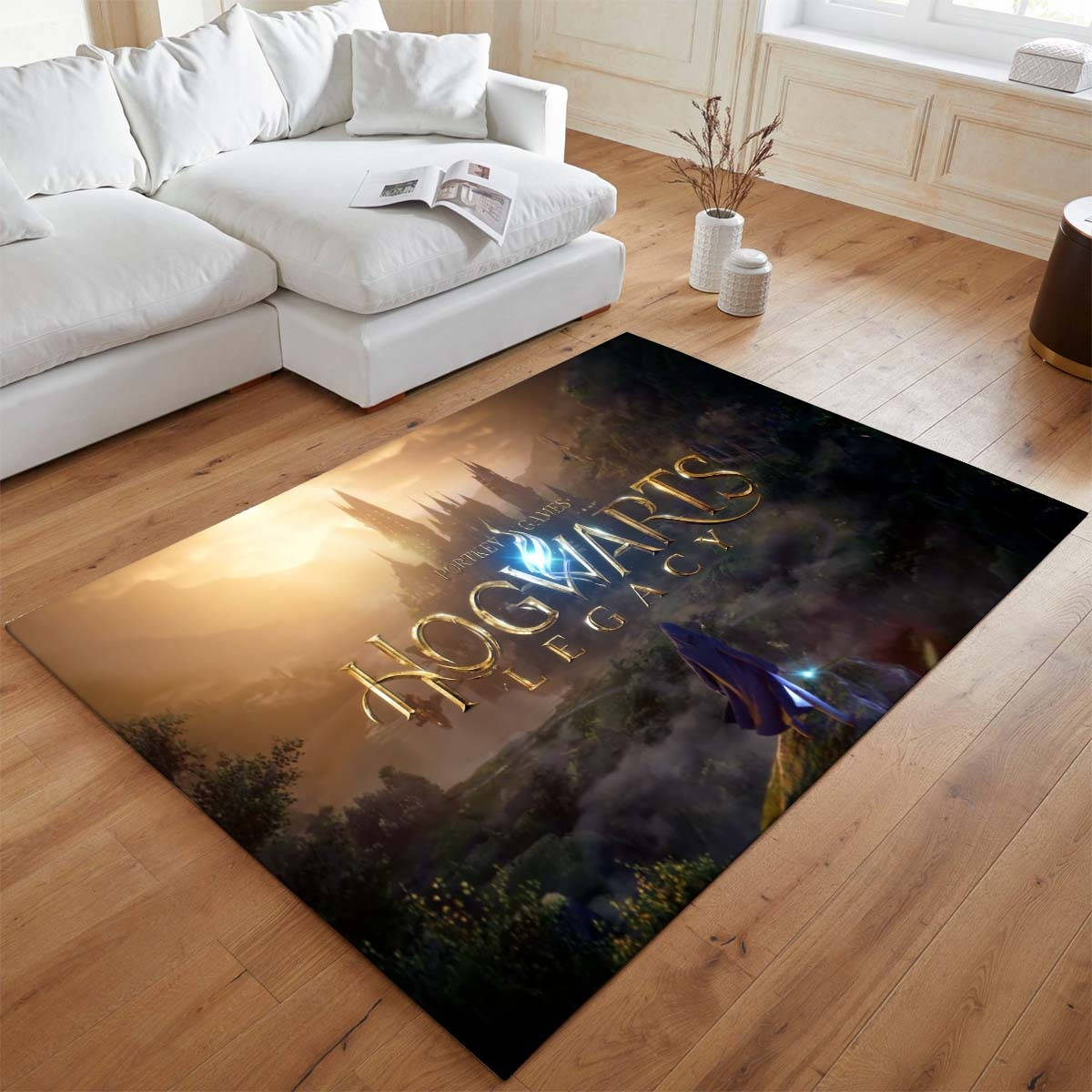 Cole De Poudlard 2 Tapis de chambre, Style École de Magie Imprimé pour Chambre de Sorcier