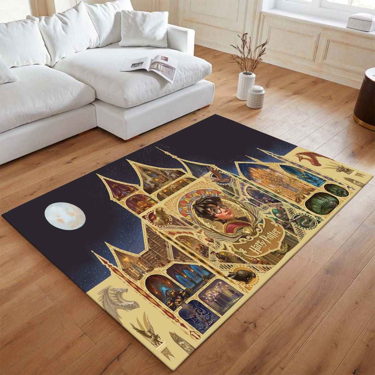 Cole De Poudlard 3 Tapis de chambre, Décoration Intérieure Poudlard Rectangle Moelleux