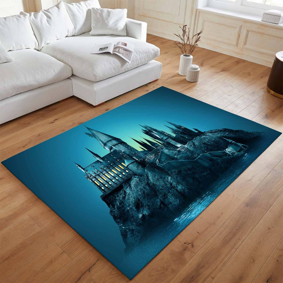 Cole De Poudlard 4 Tapis de chambre, Tapis Poil Court Facile à Nettoyer pour Bureau Geek