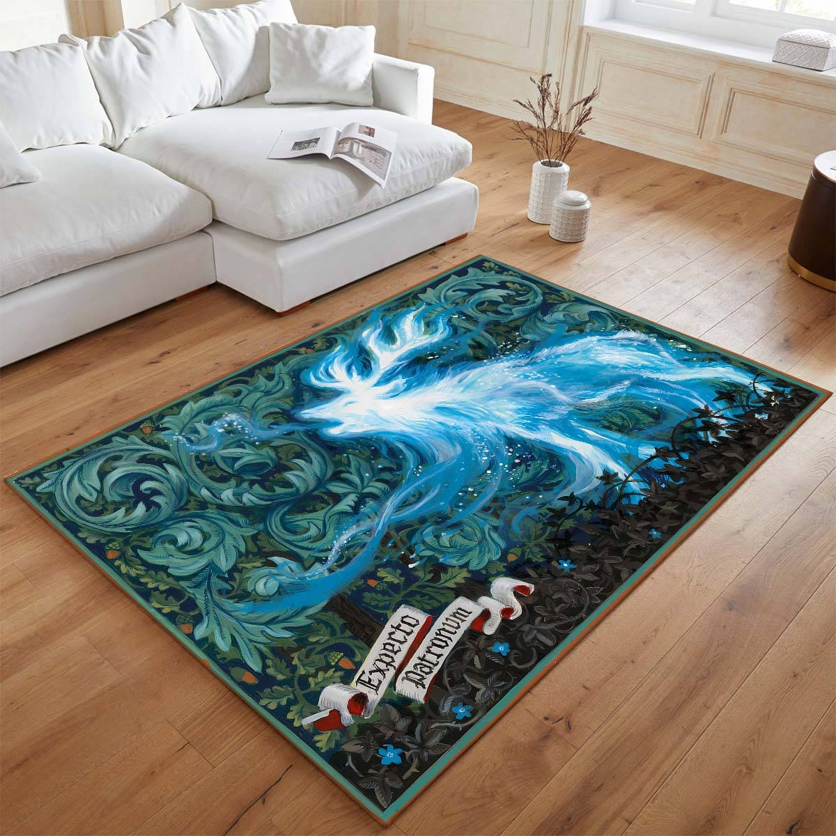 Expecto Patronum D'harry Potter Tapis de chambre, Tapis Poil Court Facile à Nettoyer pour Bureau Geek