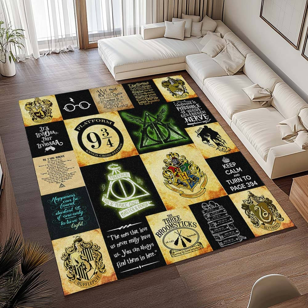 Harry Potter 2 Tapis de chambre, Style École de Magie Imprimé pour Chambre de Sorcier