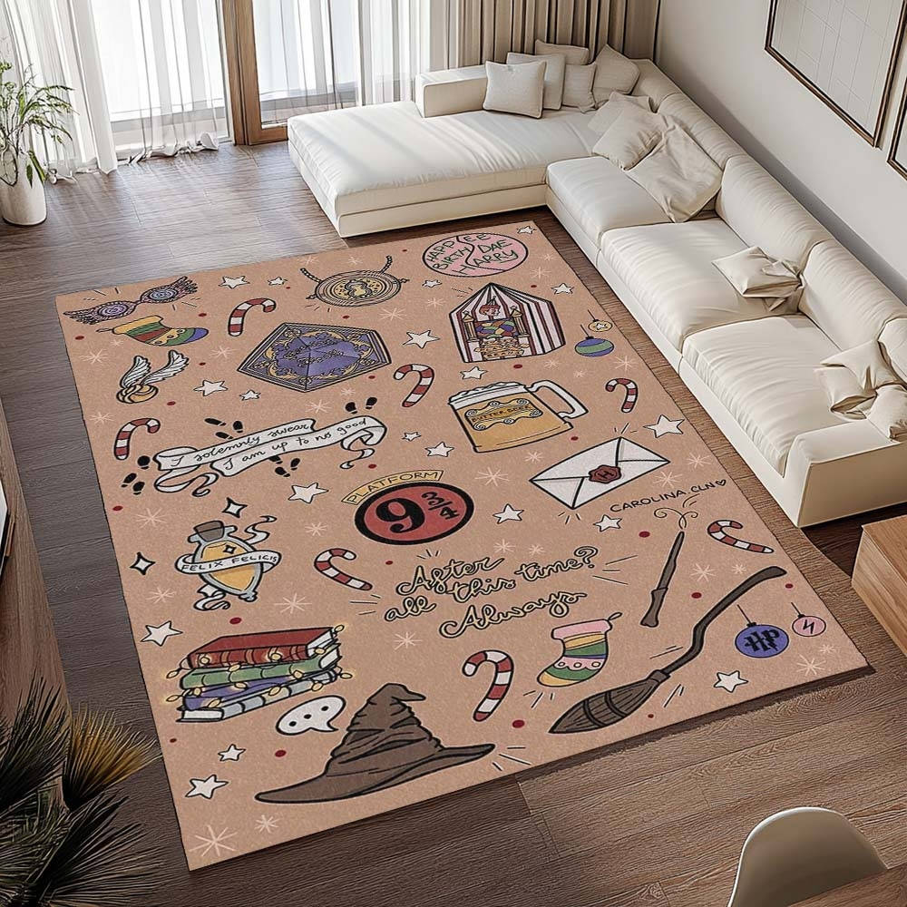Harry Potter 5 Tapis de chambre, Idée Cadeau Saga Harry Potter Antidérapant