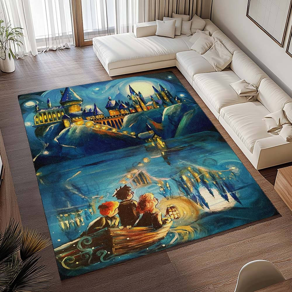 Harry Potter Cole De Poudlard 9 Tapis de chambre, Style École de Magie Imprimé pour Chambre de Sorcier