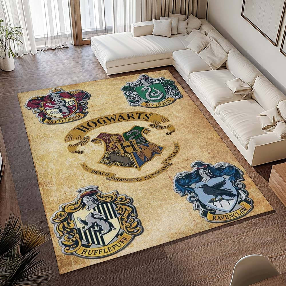 Harry Potter Cole De Poudlard Et Les Quatre Maisons Tapis de chambre, Idée Cadeau Saga Harry Potter Antidérapant