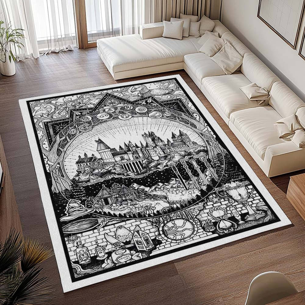 Harry Potter Cole De Poudlard Et Symboles Tapis de chambre, Décoration Intérieure Poudlard Rectangle Moelleux