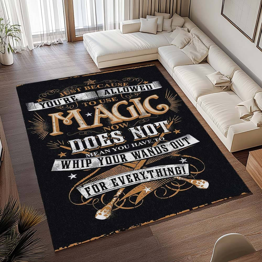 Harry Potter - Dessine Ta Baguette Magique Tapis de chambre, Décoration Intérieure Poudlard Rectangle Moelleux
