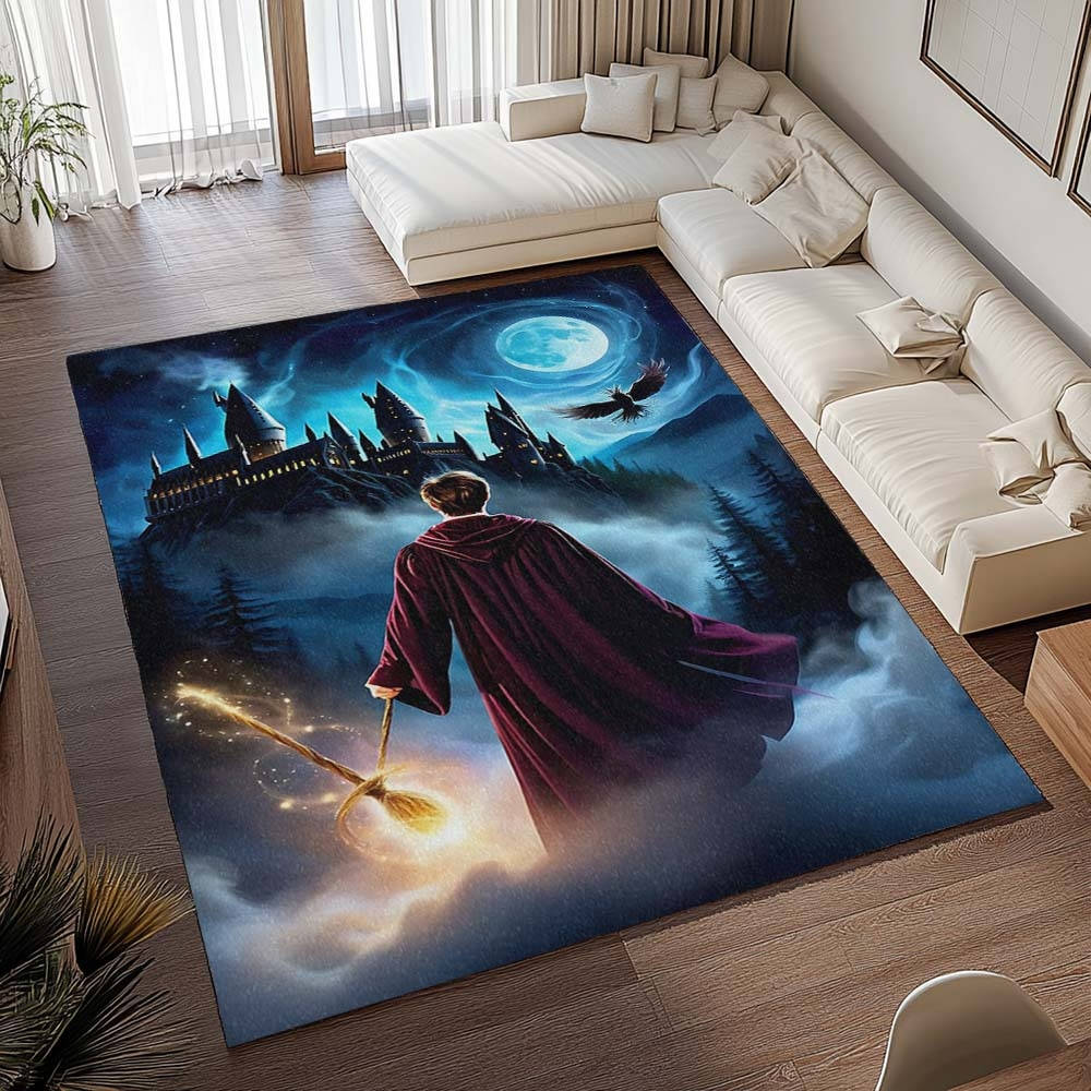 Harry Potter Et L'cole De Poudlard Tapis de chambre, Style École de Magie Imprimé pour Chambre de Sorcier