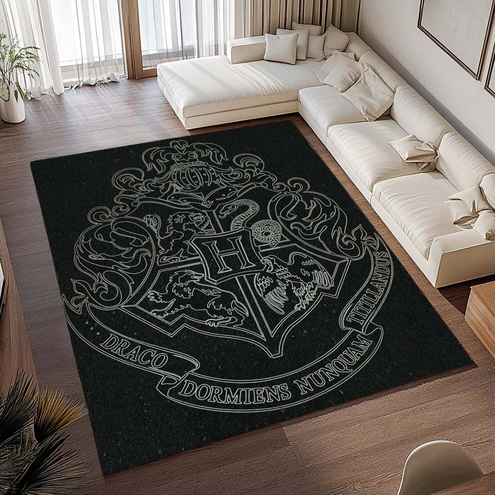 Logo De L'cole De Poudlard 3 Tapis de chambre, Décoration Intérieure Poudlard Rectangle Moelleux