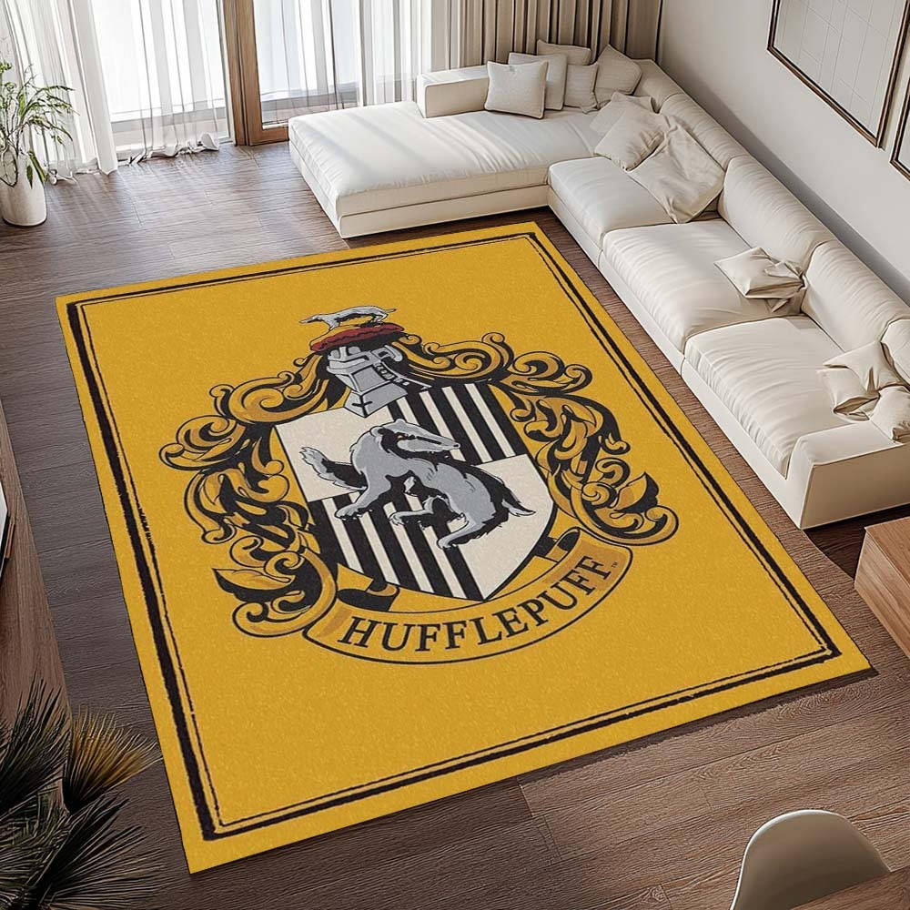 Logo Jaune De La Maison Poufsouffle Harry Potter Tapis de chambre, Tapis de Sol pour Chaise de Bureau et Chambre Ados