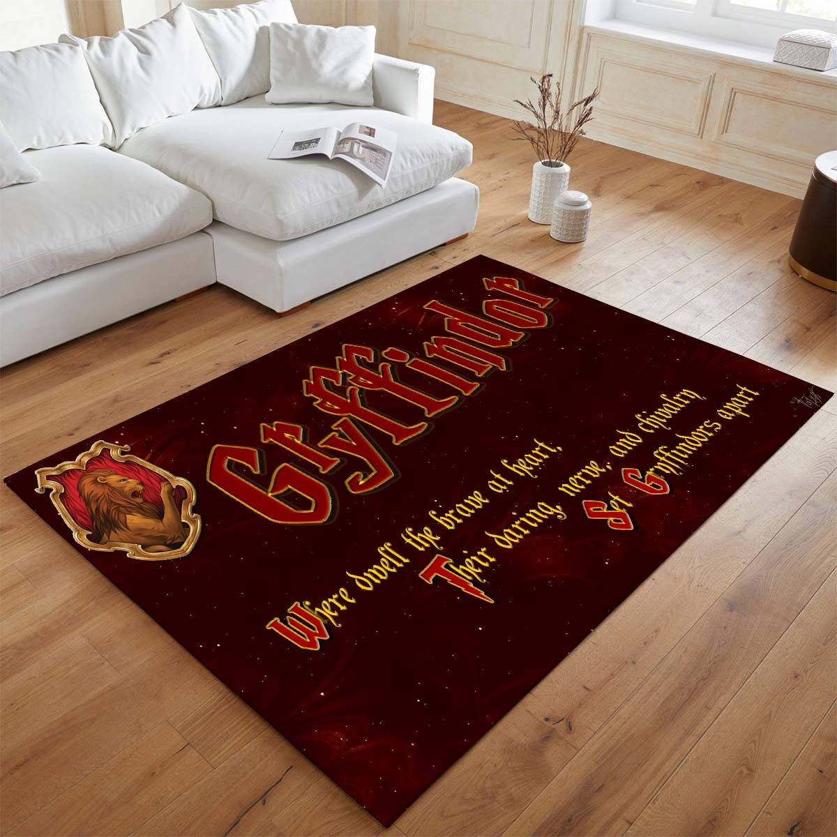 Maison Gryffondor Harry Potter 07 Tapis de chambre, Style École de Magie Imprimé pour Chambre de Sorcier