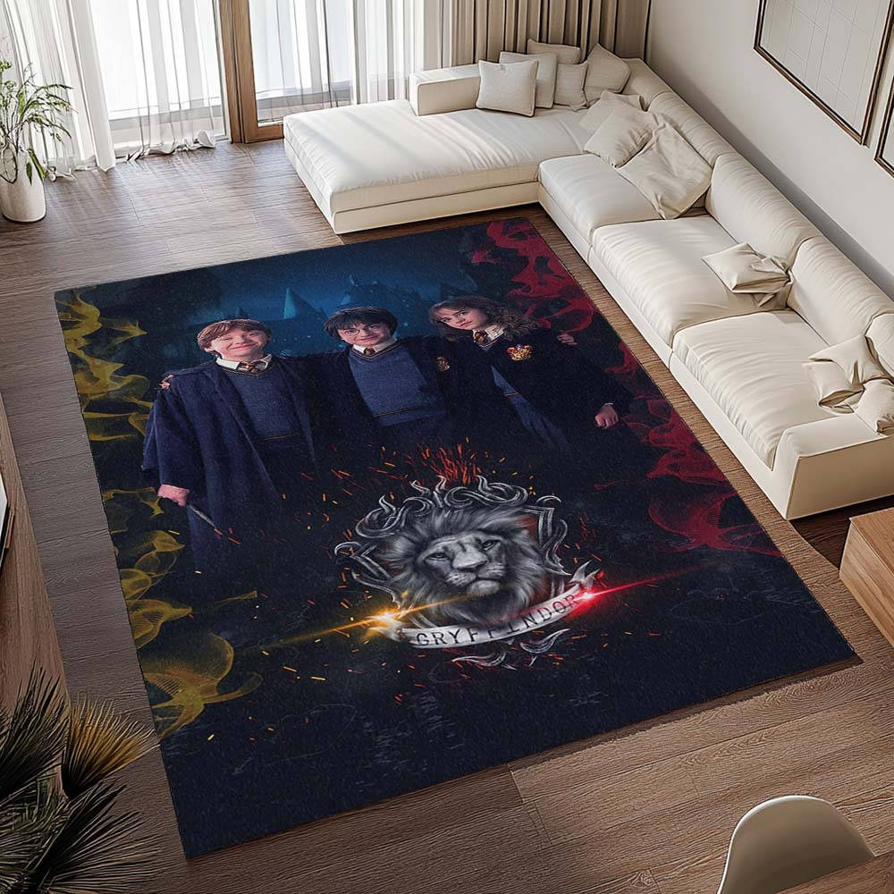 Personnages De Gryffondor Harry Potter Tapis de chambre, Tapis Poil Court Facile à Nettoyer pour Bureau Geek