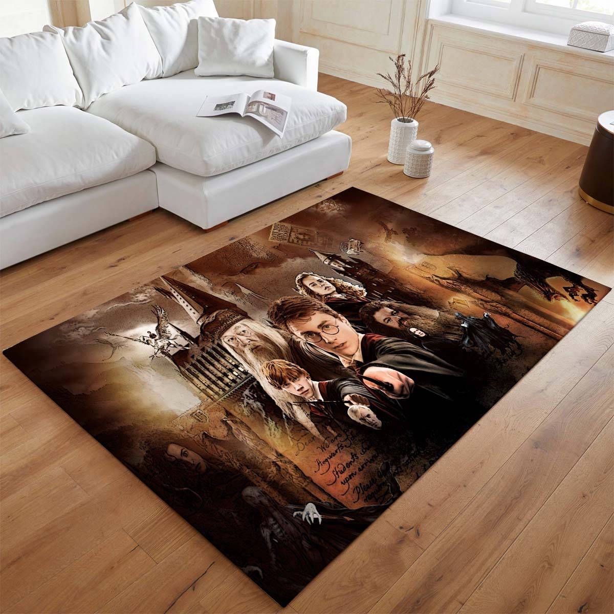 Personnages D'harry Potter 2 Tapis de chambre, Décoration Intérieure Poudlard Rectangle Moelleux