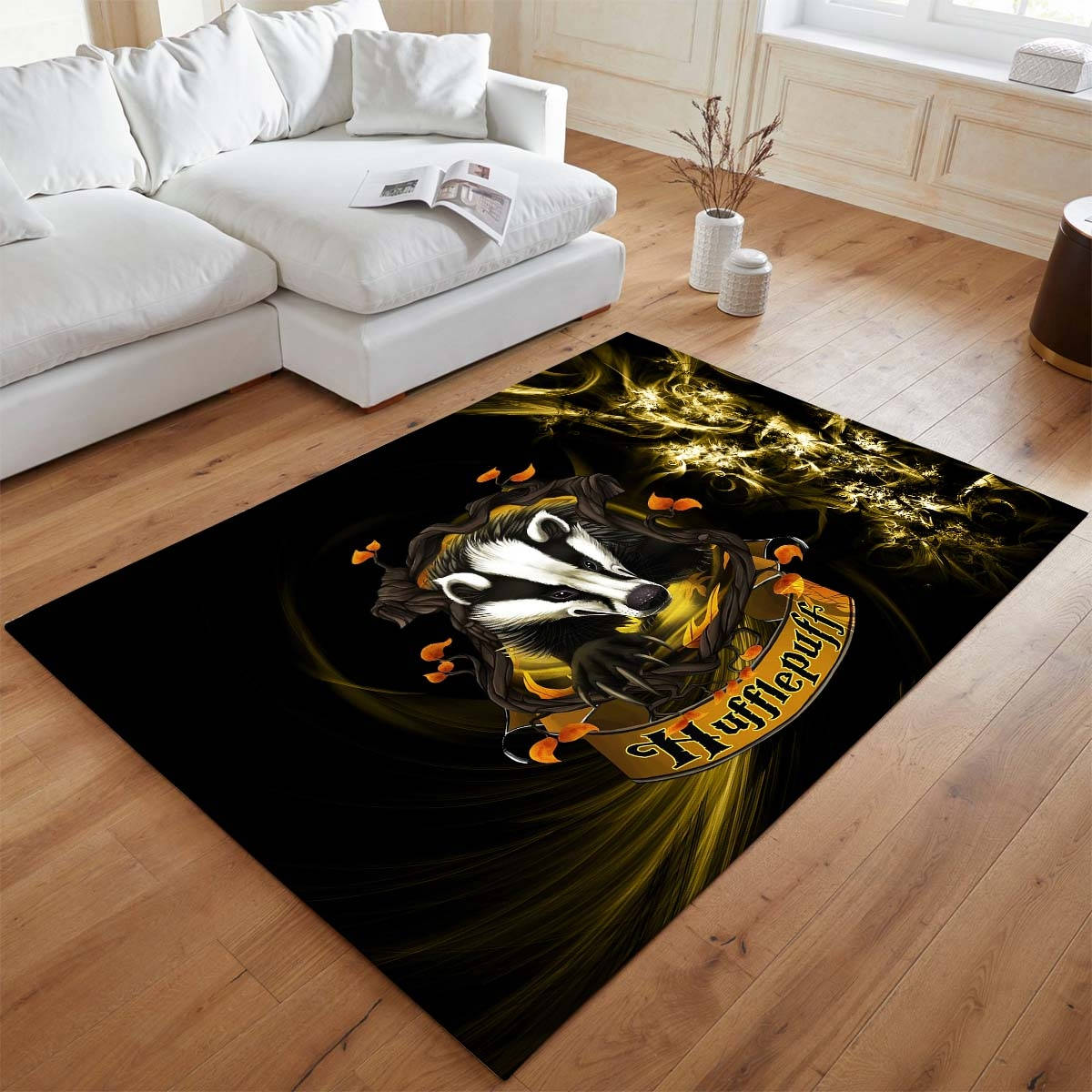 Poufsouffle Harry Potter 4 Tapis de chambre, Idée Cadeau Saga Harry Potter Antidérapant