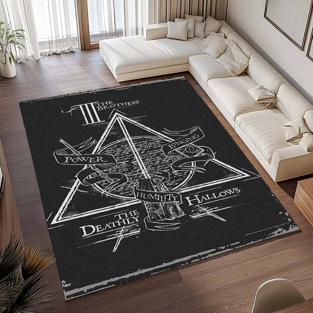 Reliques De La Mort De Harry Potter Les Frres Tapis de chambre, Décoration Intérieure Poudlard Rectangle Moelleux