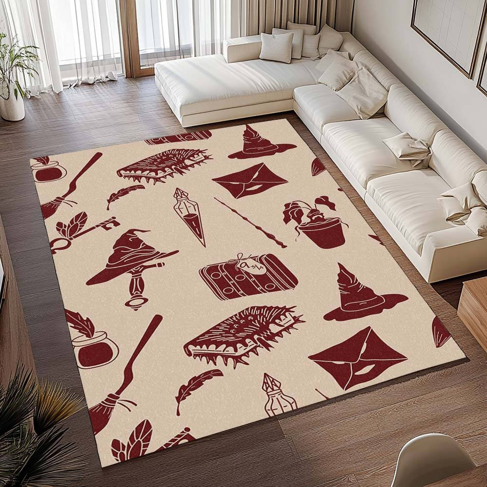 Symboles Harry Potter - Lettre Du Choixpeau Magique De Poudlard Tapis de chambre, Tapis de Salon Design Magique et Résistant