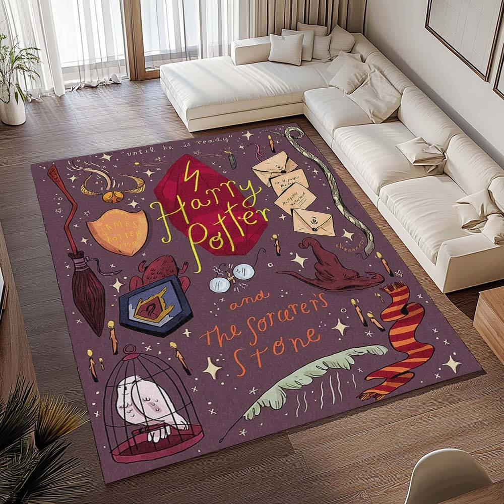 Symboles Harry Potter - Lettre Du Choixpeau Magique Tapis de chambre, Décoration Intérieure Poudlard Rectangle Moelleux