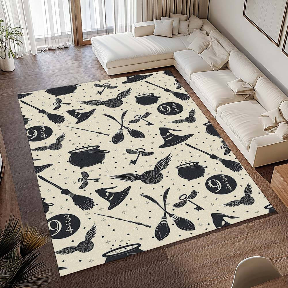 Symboles Harry Potter - Plateforme Du Choixpeau Magique - Vif D'or Tapis de chambre, Tapis Poil Court Facile à Nettoyer pour Bureau Geek