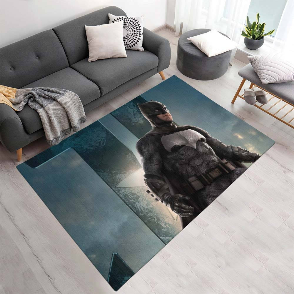 Batman Dans La Ligue Des Justiciers Tapis, Style Comics Moderne Imprimé pour Chambre de Geek
