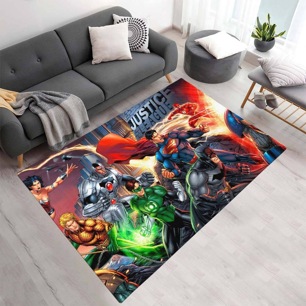 Ligue Des Justiciers Tous Les Personnages 10 Tapis, Tapis Poil Court Facile à Nettoyer pour Bureau Gaming