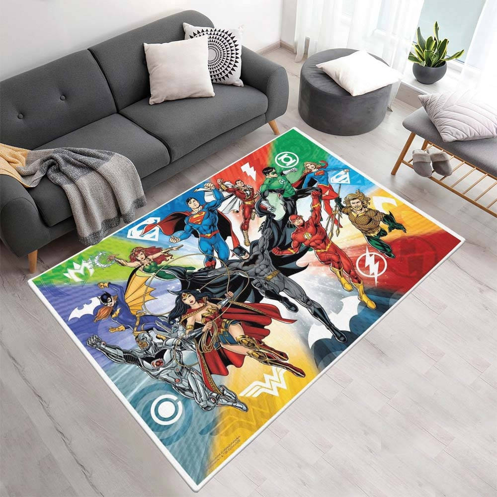Ligue Des Justiciers Tous Les Personnages 13 Tapis, Tapis de Sol pour Chaise de Bureau et Chambre Ados