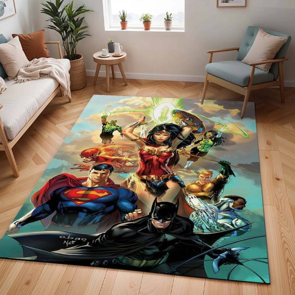 Ligue Des Justiciers Tous Les Personnages 14 Tapis, Idée Cadeau Justice League Antidérapant