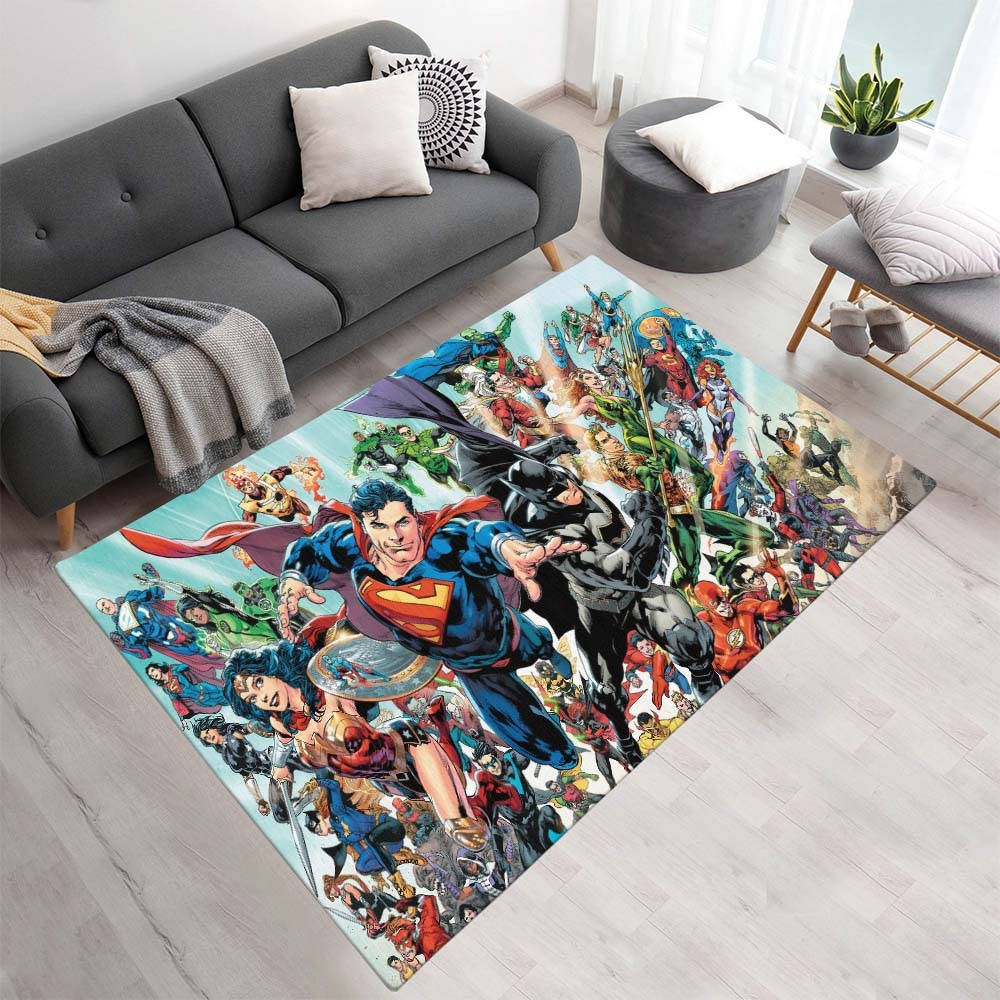 Ligue Des Justiciers Tous Les Personnages 17 Tapis, Décoration Intérieure Ligue des Justiciers Rectangle Moelleux
