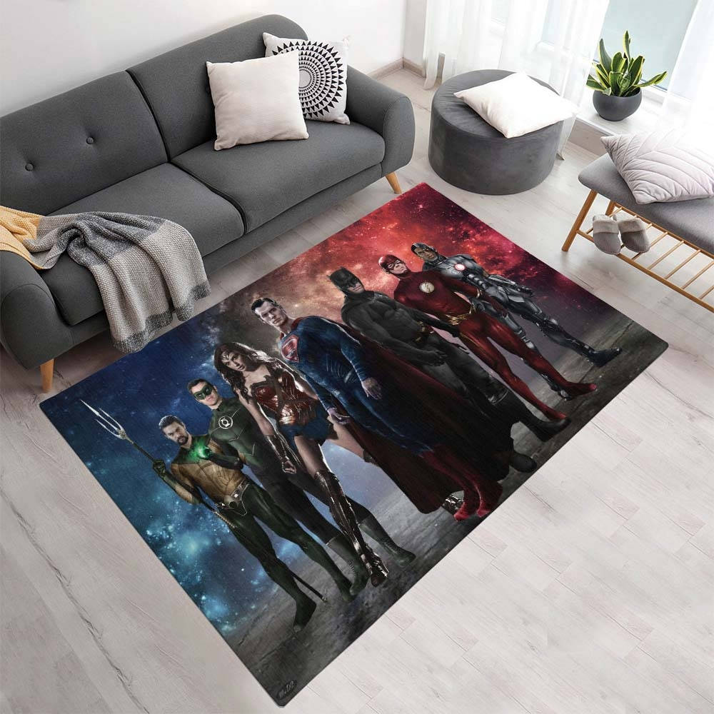 Ligue Des Justiciers Tous Les Personnages 21 Tapis, Tapis Super-Héros Déco Salon et Chambre Enfant
