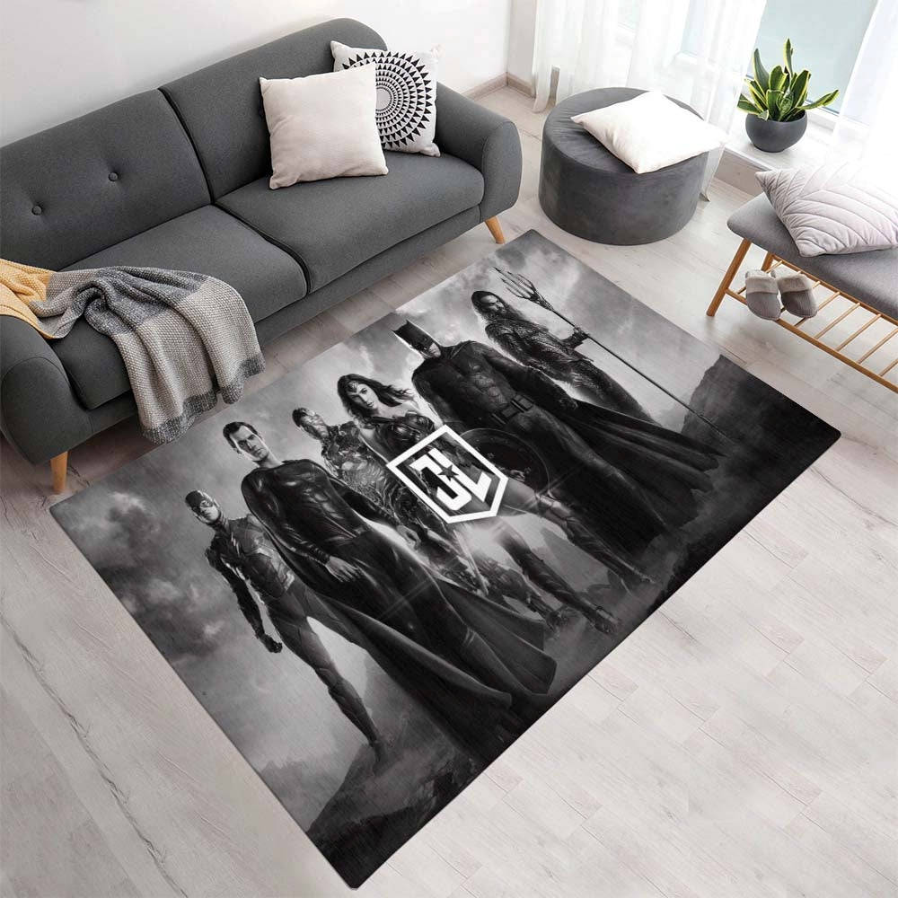 Style Noir Et Blanc De La Ligue Des Justiciers Tapis, Tapis Super-Héros Déco Salon et Chambre Enfant