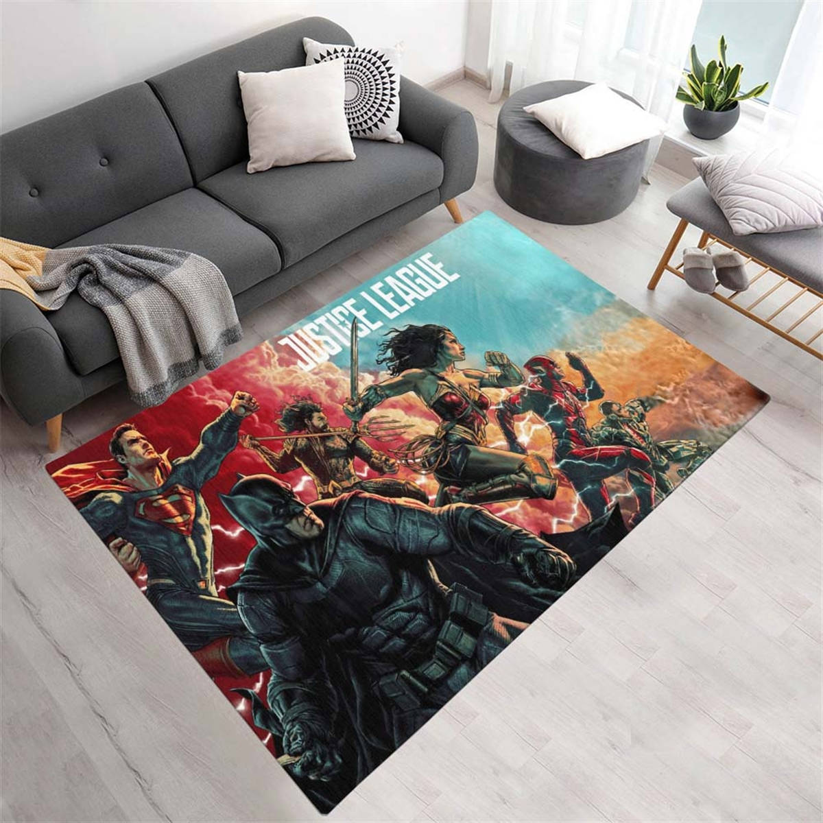 Ligue Des Justiciers Tous Les Personnages 07 Tapis, Tapis de Sol pour Chaise de Bureau et Chambre Ados