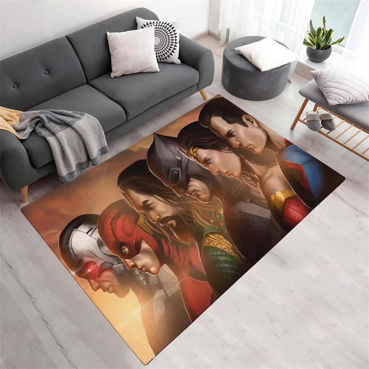 Ligue Des Justiciers Tous Les Personnages 16 Tapis, Tapis Super-Héros Déco Salon et Chambre Enfant