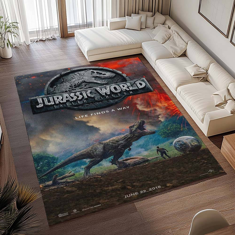 Jurassic Park 1 Tapis de salon, Décoration Intérieure Monde Perdu Rectangle Moelleux