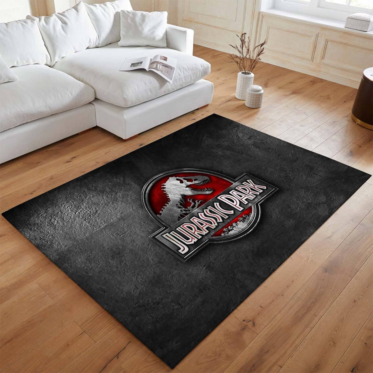 Jurassic Park 10 Tapis de salon, Impression Haute Définition Modèle Parc Jurassique