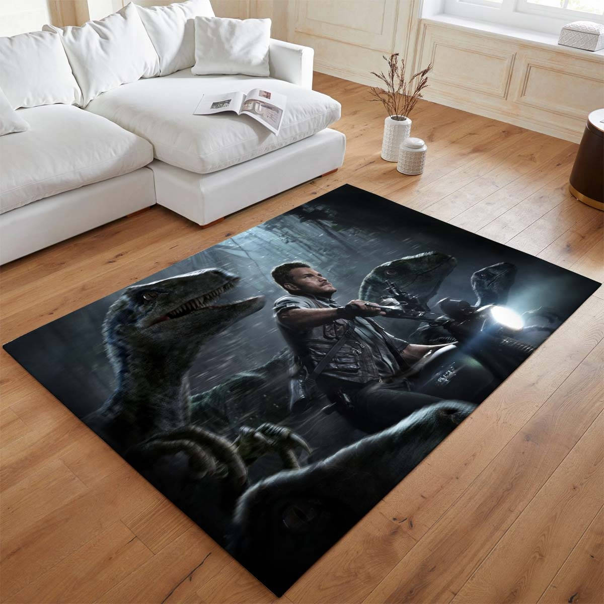 Jurassic Park 11 Tapis de salon, Tapis Poil Court Facile à Nettoyer pour Bureau et Salle de Jeux