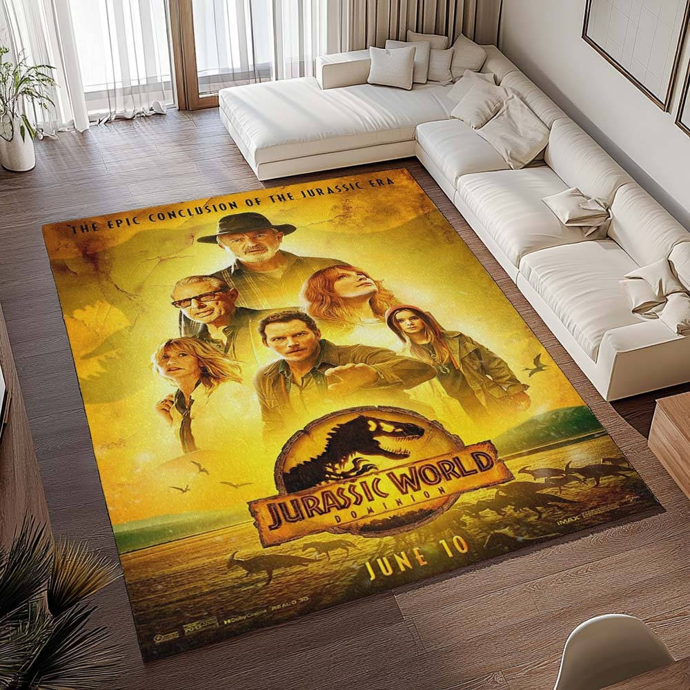 Jurassic Park 2 Tapis de salon, Impression Haute Définition Modèle Parc Jurassique