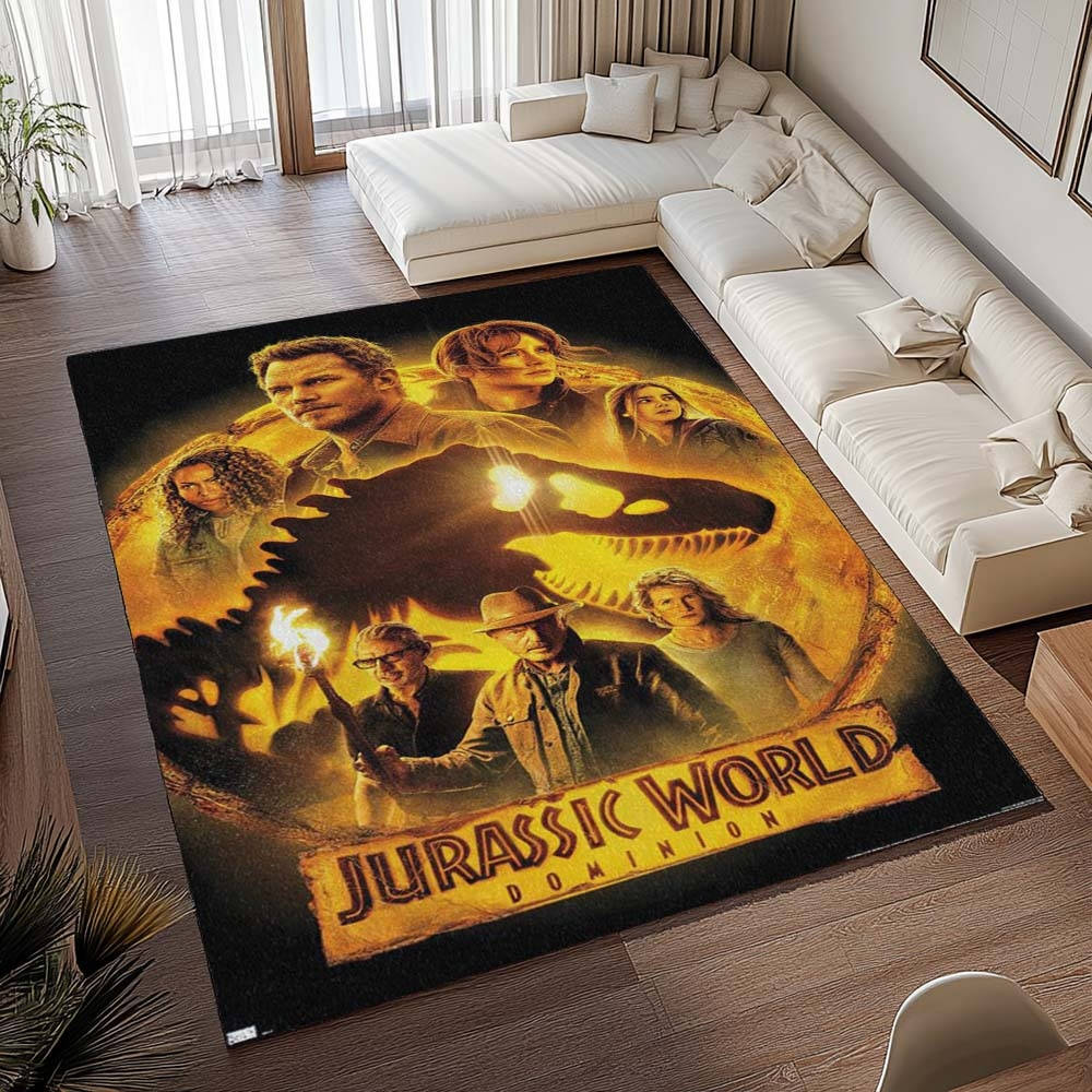 Jurassic Park 3 Tapis de salon, Style Film Culte Imprimé pour Chambre de Geek