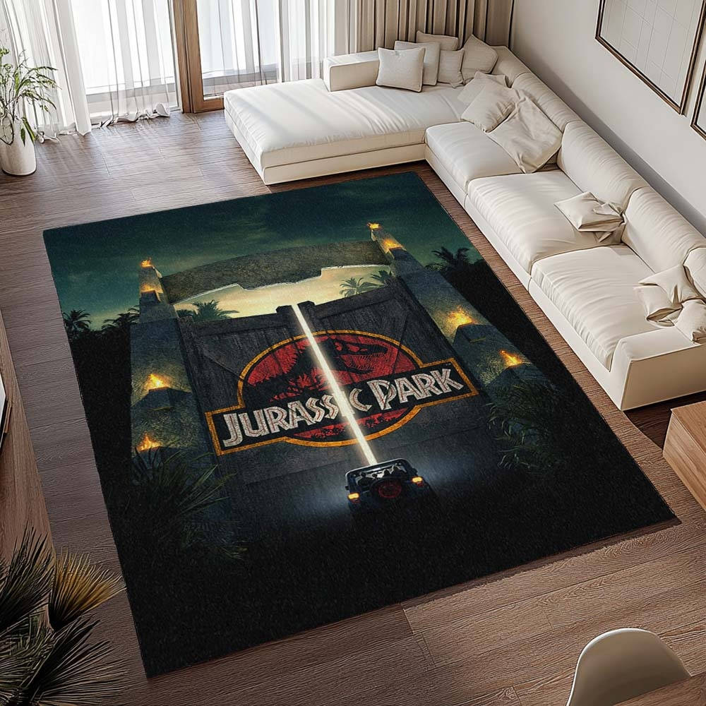 Jurassic Park 6 Tapis de salon, Décoration Intérieure Monde Perdu Rectangle Moelleux